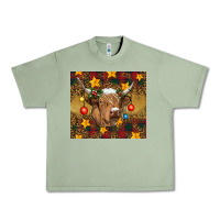 Oil Green Christmas cow Urban Heavy Tee - RanaPortraitStore