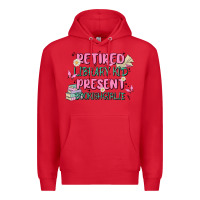 Red retired library kid present bookish girlie Premium Hoodie - MaliasSmallBusiness