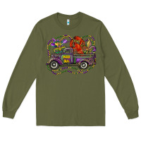 Army Green mardi gras truck with mask fleur de lis and crawfish Long Sleeve Tee - RanaPortraitStore