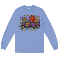 Colony Blue mardi gras truck with mask fleur de lis and crawfish Long Sleeve Tee - RanaPortraitStore