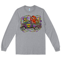 Heather Grey mardi gras truck with mask fleur de lis and crawfish Long Sleeve Tee - RanaPortraitStore