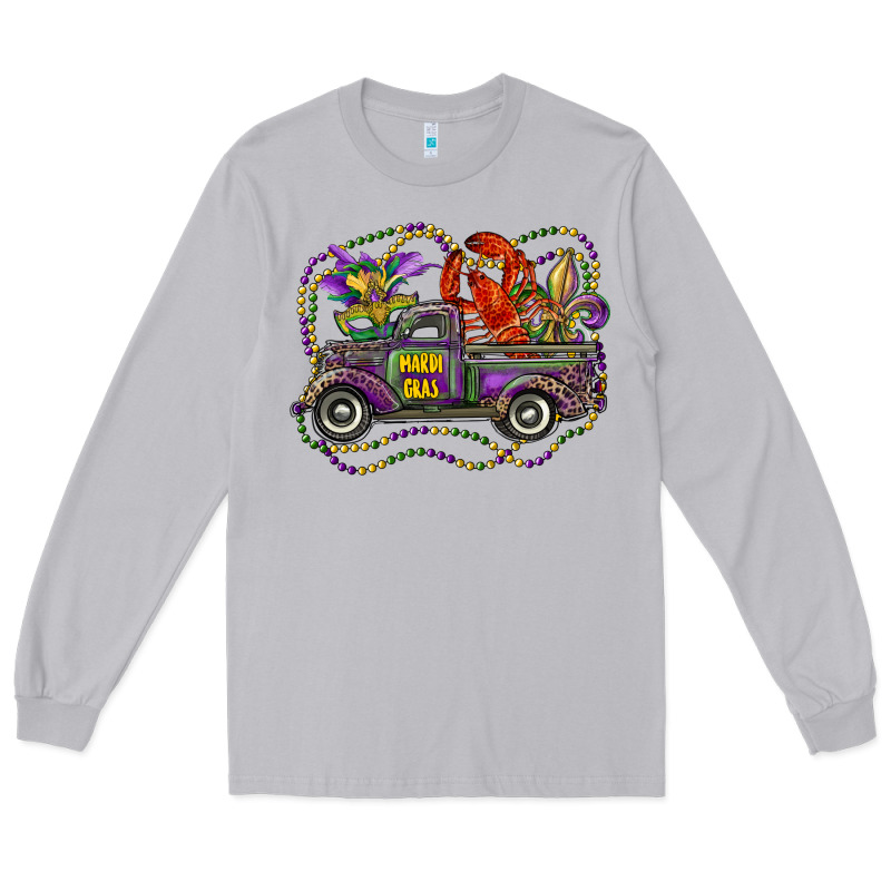 Mardi Gras Truck With Mask Fleur De Lis And Crawfish Long Sleeve Tee by RanaPortraitStore | Teevron