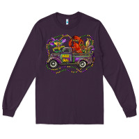 Plum mardi gras truck with mask fleur de lis and crawfish Long Sleeve Tee - RanaPortraitStore