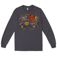 Smoke mardi gras truck with mask fleur de lis and crawfish Long Sleeve Tee - RanaPortraitStore