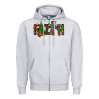 Heather Grey christmas faith with cross Zipper Hoodie - CowhideDigitalArt