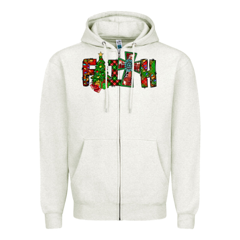 Christmas Faith With Cross Zipper Hoodie by CowhideDigitalArt | Teevron