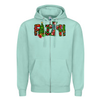 Seafoam christmas faith with cross Zipper Hoodie - CowhideDigitalArt