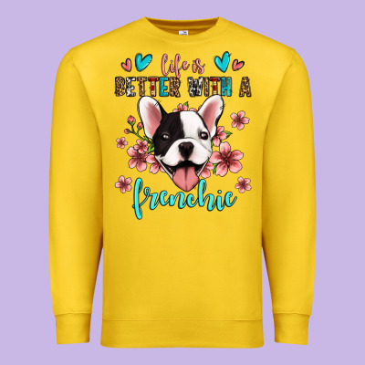 Life Is Better With A Frenchie Premium Sweatshirt Designed By Jasminsmagicworld