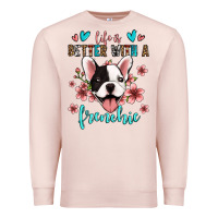 Pale Pink life is better with a frenchie Premium Sweatshirt - Jasminsmagicworld