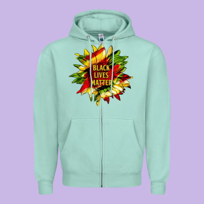 Black Lives Matter Sunflower Zipper Hoodie Designed By Hra Design Shop