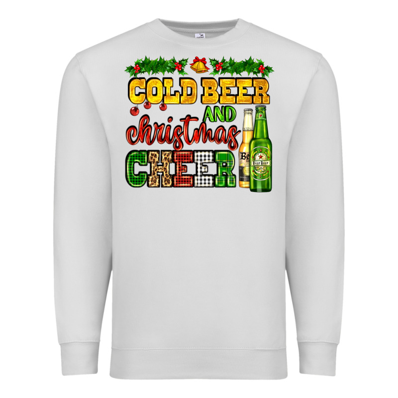Cold Beer And Christmas Cheer With Beer Bottles Premium Sweatshirt by AdoDesignShop | Teevron