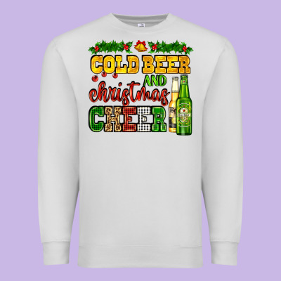 Cold Beer And Christmas Cheer With Beer Bottles Premium Sweatshirt Designed By Adodesignshop