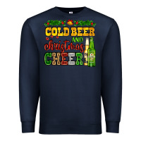 Navy cold beer and christmas cheer with beer bottles Premium Sweatshirt - AdoDesignShop