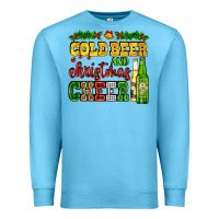 Ocean Blue cold beer and christmas cheer with beer bottles Premium Sweatshirt - AdoDesignShop