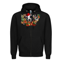 Black Christmas Joy Cow Zipper Hoodie - CowhideDigitalArt