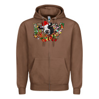 Chestnut Christmas Joy Cow Zipper Hoodie - CowhideDigitalArt