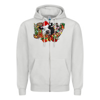 Dove Grey Christmas Joy Cow Zipper Hoodie - CowhideDigitalArt