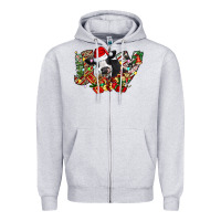 Heather Grey Christmas Joy Cow Zipper Hoodie - CowhideDigitalArt