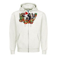 Oatmeal Heather Christmas Joy Cow Zipper Hoodie - CowhideDigitalArt