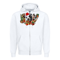 White Christmas Joy Cow Zipper Hoodie - CowhideDigitalArt