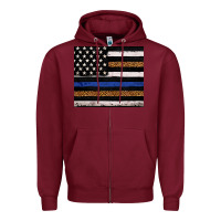 Burgundy Back to blue USA flag leopard police 20oz tumbler Zipper Hoodie - Neo Western