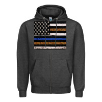 Charcoal Heather Back to blue USA flag leopard police 20oz tumbler Zipper Hoodie - Neo Western