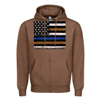 Chestnut Back to blue USA flag leopard police 20oz tumbler Zipper Hoodie - Neo Western