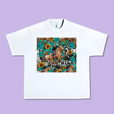 Urban Heavy Tee cowgirl sunflower turquoise