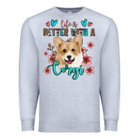 Heather Grey life is better with a corgi Premium Sweatshirt - Jasminsmagicworld