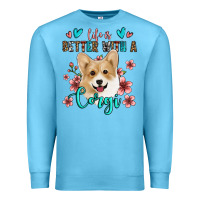 Ocean Blue life is better with a corgi Premium Sweatshirt - Jasminsmagicworld