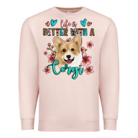 Pale Pink life is better with a corgi Premium Sweatshirt - Jasminsmagicworld