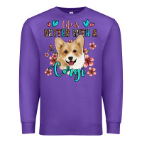 Purple life is better with a corgi Premium Sweatshirt - Jasminsmagicworld