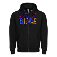 Black Back the blue with lightning bolt Zipper Hoodie - Neo Western