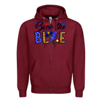 Burgundy Back the blue with lightning bolt Zipper Hoodie - Neo Western