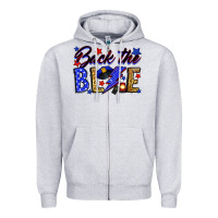Heather Grey Back the blue with lightning bolt Zipper Hoodie - Neo Western