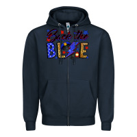 Navy Back the blue with lightning bolt Zipper Hoodie - Neo Western
