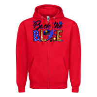 Red Back the blue with lightning bolt Zipper Hoodie - Neo Western