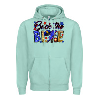 Seafoam Back the blue with lightning bolt Zipper Hoodie - Neo Western