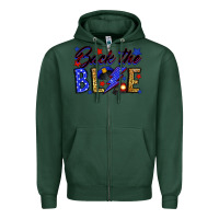 Sports Green Back the blue with lightning bolt Zipper Hoodie - Neo Western