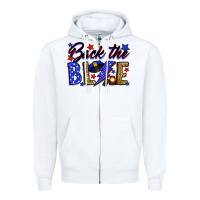 White Back the blue with lightning bolt Zipper Hoodie - Neo Western