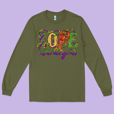 Love With Crawfish Mardi Gras Long Sleeve Tee Designed By Ranaportraitstore