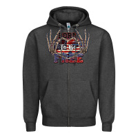 Charcoal Heather Born to be free 4th of July Zipper Hoodie - CowGirlArtShop
