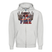 Dove Grey Born to be free 4th of July Zipper Hoodie - CowGirlArtShop
