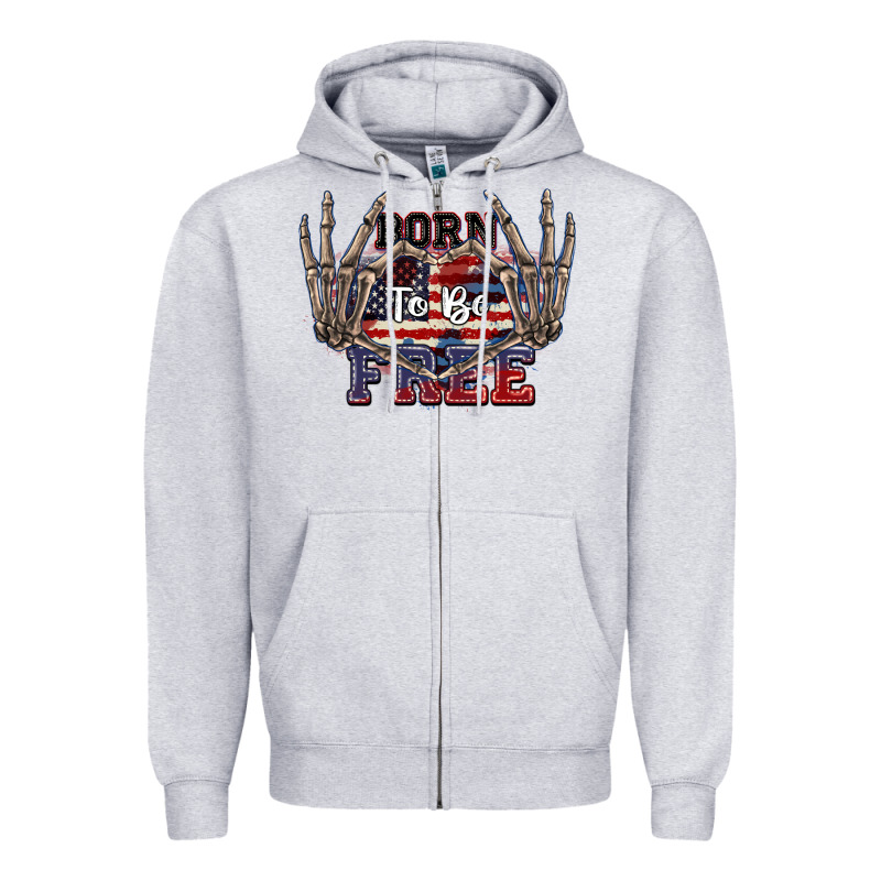 Born To Be Free 4th Of July Zipper Hoodie by CowGirlArtShop | Teevron