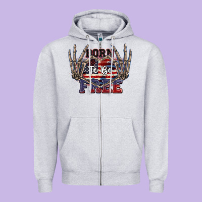 Born To Be Free 4th Of July Zipper Hoodie Designed By Cowgirlartshop