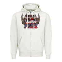 Oatmeal Heather Born to be free 4th of July Zipper Hoodie - CowGirlArtShop