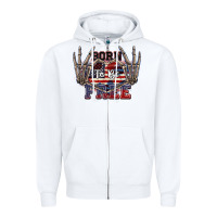 White Born to be free 4th of July Zipper Hoodie - CowGirlArtShop
