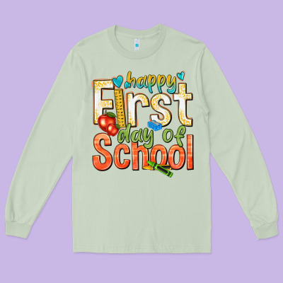 Happy First Day Of School Long Sleeve Tee Designed By Texasbilliewilder