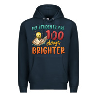 Navy my students 100 days brighter Premium Hoodie - MaliasSmallBusiness