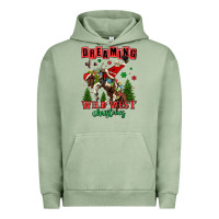 Pigment Oil Green dreaming of a wild west christmas cowboy santa Urban Hoodie - MaliasSmallBusiness
